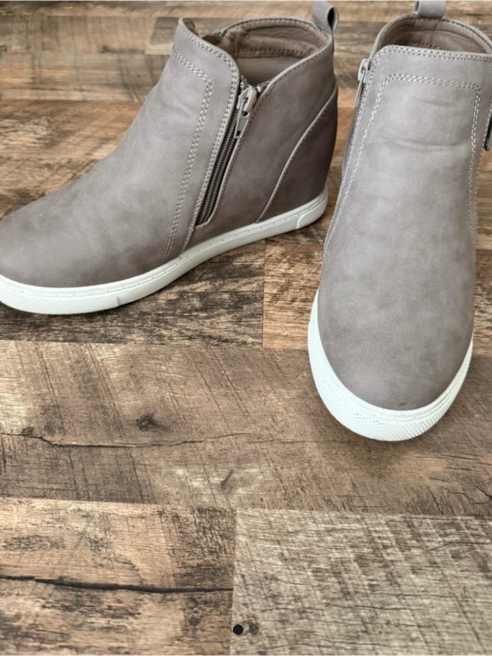 Natural Reflections Taupe Wedge Sneaker Booties